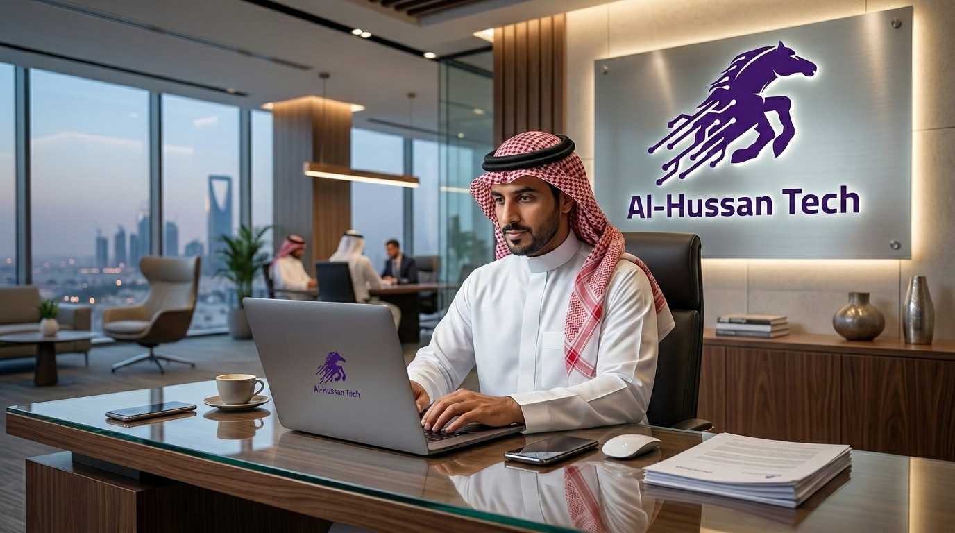 Al Hussan Tech IT Company Team in a Professional Workspace